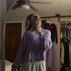 Aerie Lavender V-Neck Sweatshirt